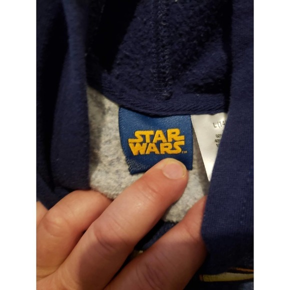 Boys Star Wars Darth Vader Pull Over Hoodie Size Large (14/16) Blue & Black - Picture 4 of 5
